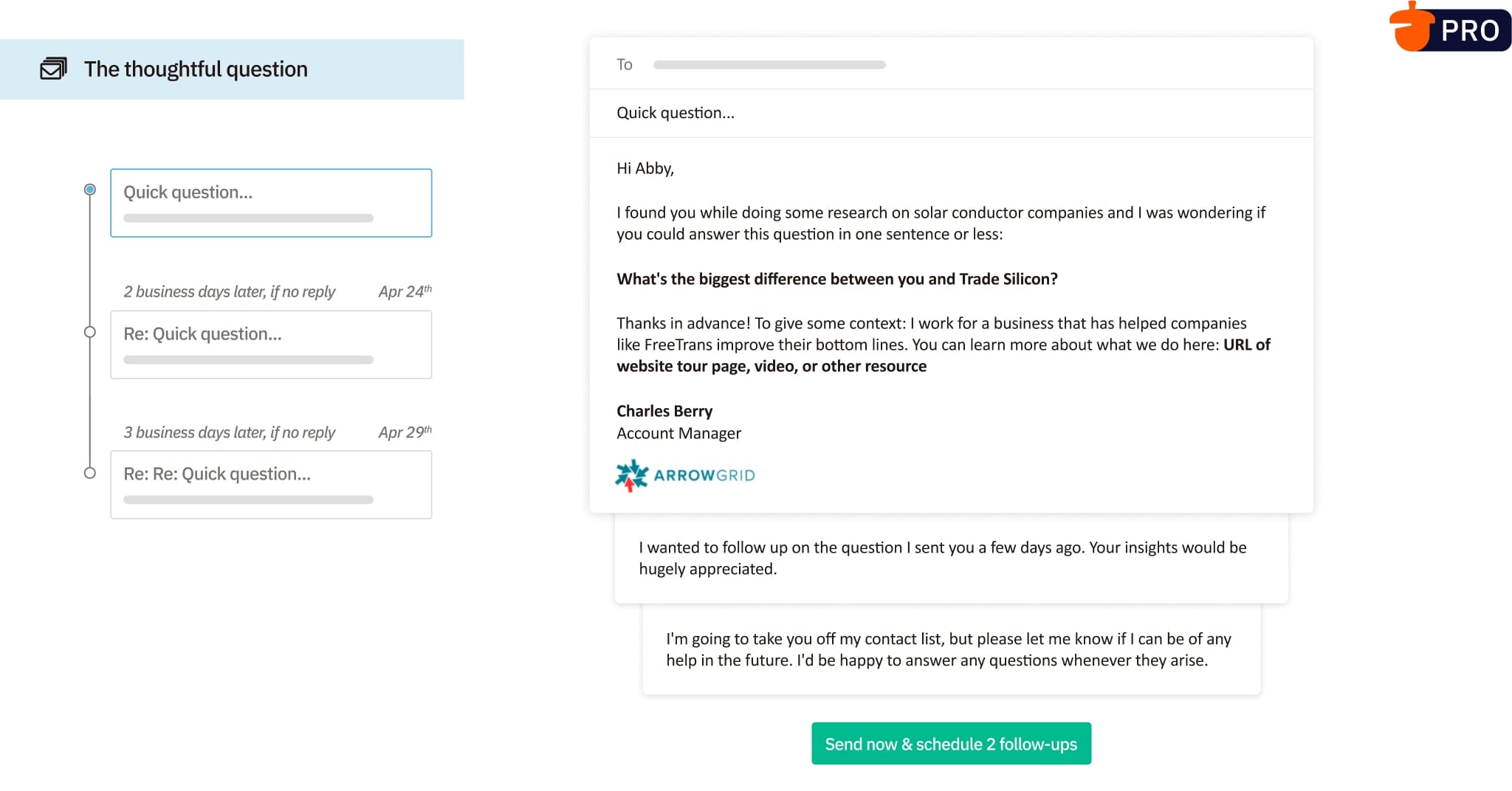 Nutshell CRM sales email automation tool drip sequence screenshot